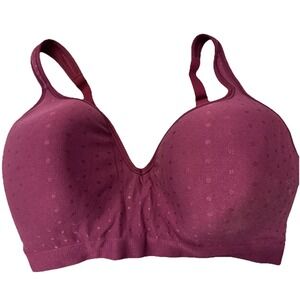 Bali Comfort Rev Wirefree Bra 36DD Maroon + Dots Full Coverage Adjustable Strap